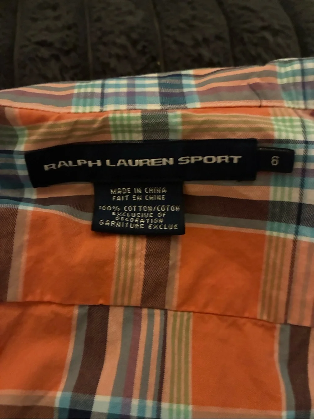 Ralph Lauren Sport Orange and Navy Plaid Shirt